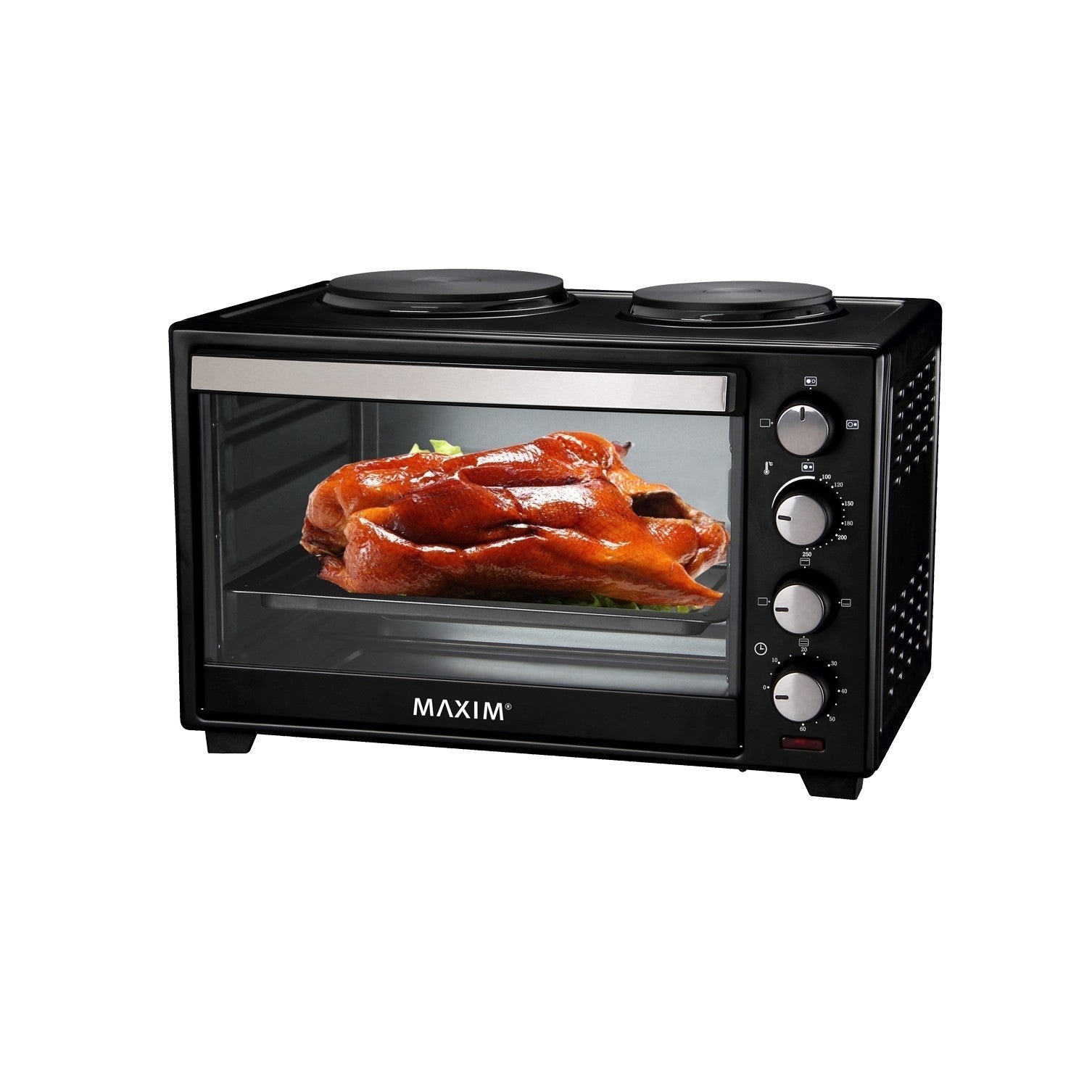 Maxim 30 litre benchtop oven with two hot plates