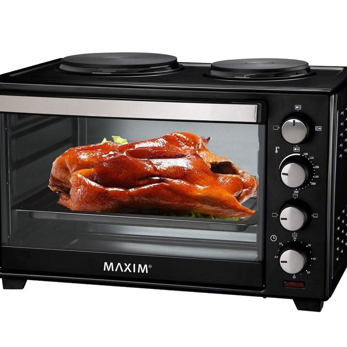 Maxim 30 litre benchtop oven with two hot plates