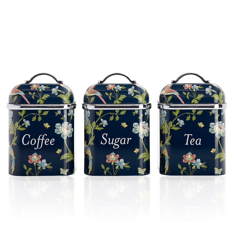 Laura Ashley Elveden Canister Set of 3 Navy Blue