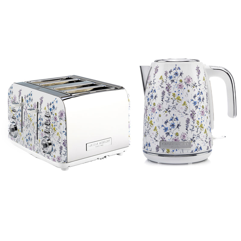 Laura Ashley 1.7L Jug Kettle and 4 Slice Toaster Combo Wild Meadow