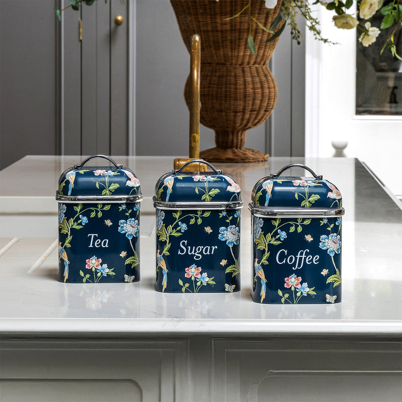 Laura Ashley Elveden Canister Set of 3 Navy Blue