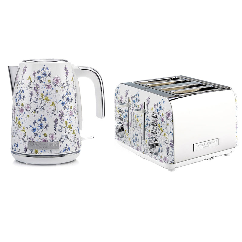 Laura Ashley 1.7L Jug Kettle and 4 Slice Toaster Combo Wild Meadow