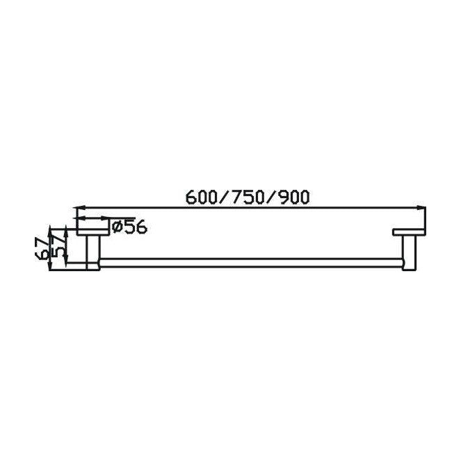 Ideal Single Towel Rail 600mm Chrome — image 2
