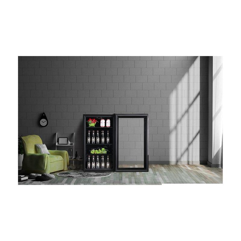 Heller 98L Black Beverage Cooler Glass Bar Fridge w/ Internal Fan HBC98F — image 2