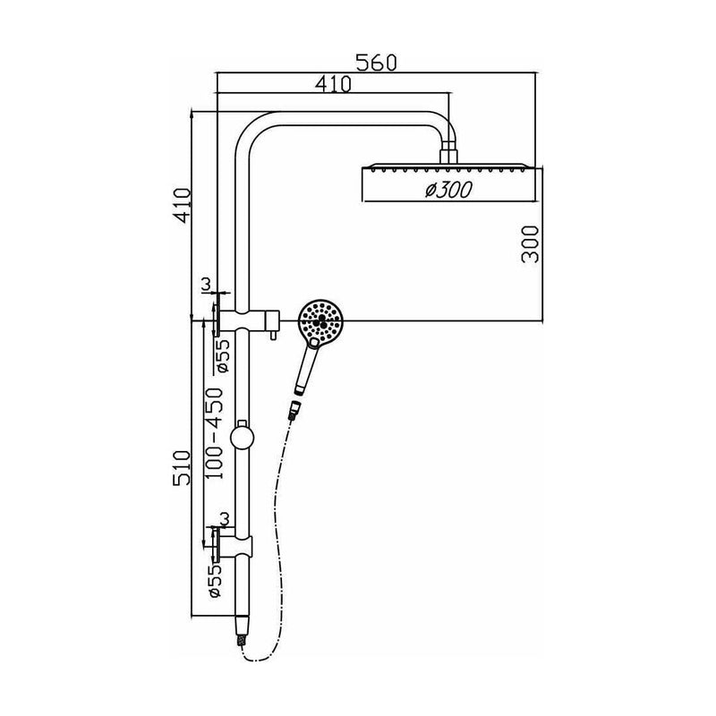 Ideal Shower System With Rail Brushed Gold — image 2