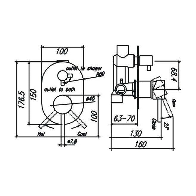 Ideal Wall Mixer With Diverter Chrome — image 2