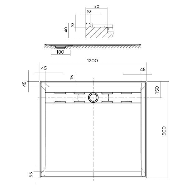 Stonelite Urban MKII Shower Base 1200 x 900 Rear Outlet — image 2