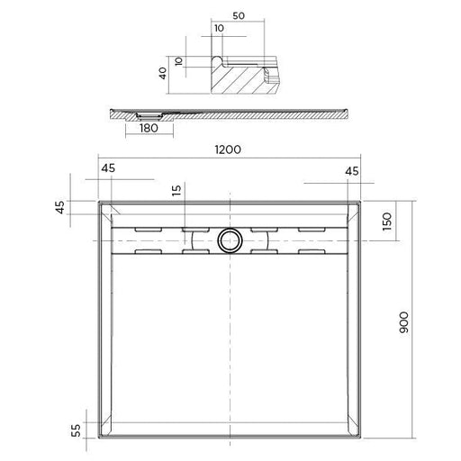 Stonelite Urban MKII Shower Base 1200 x 900 Rear Outlet — image 2