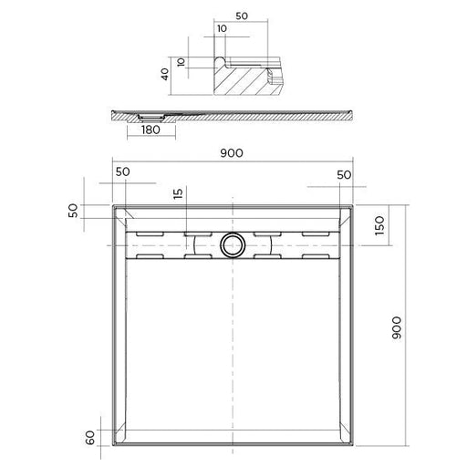 Stonelite Urban MKII Shower Base 900 x 900 Rear Outlet — image 2