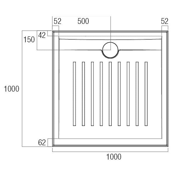 Stonelite Access Shower Base 1000 x 1000 Rear Outlet — image 2