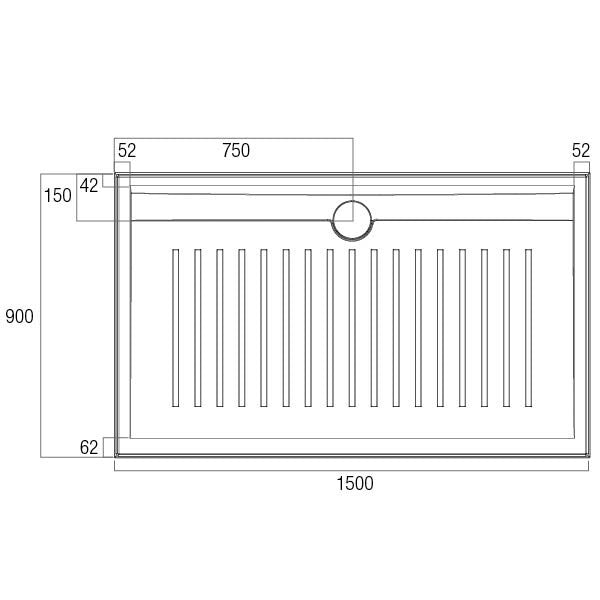 Stonelite Access Shower Base 1500 x 900 Rear Outlet — image 2