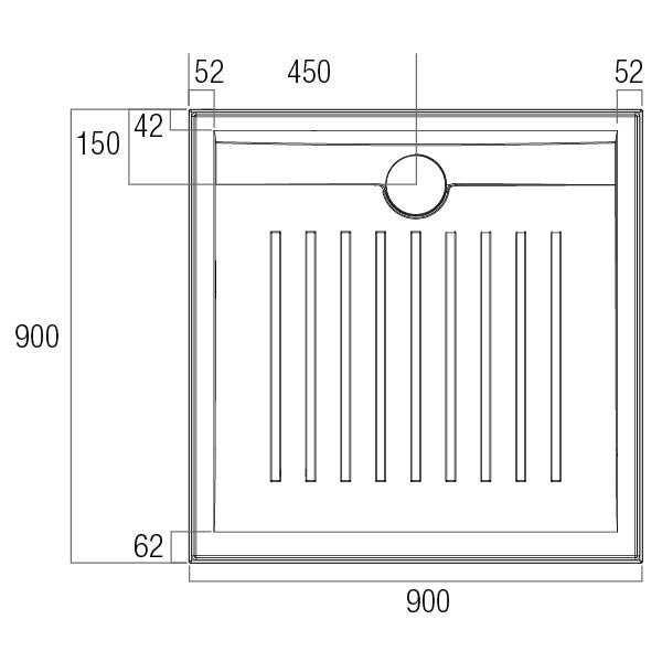 Stonelite Access Shower Base 820 x 820 Rear Outlet — image 2