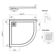 Stonelite ECO Shower Base Curve Corner 1000 x 1000 Rear Outlet — image 2