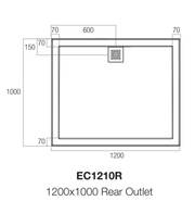 Stonelite ECO Shower Base 1200 x 1000 Rear Outlet — image 2