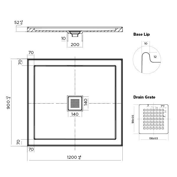 Stonelite ECO Shower Base 1200 x 900 Centre Outlet — image 2