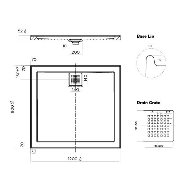 Stonelite ECO Shower Base 1200 x 900 Rear Outlet — image 2
