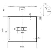 Stonelite Elite Shower Base 1200 x 900 Centre Outlet — image 2