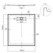 Stonelite Elite Shower Base 900 x 1500 Rear Outlet — image 2