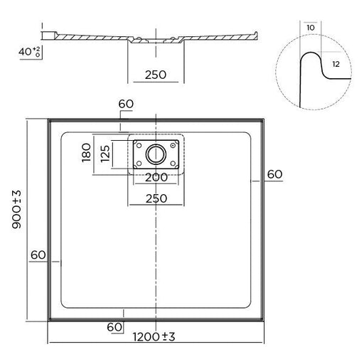 Stonelite Metro Shower Base 1200 x 900 Rear Outlet — image 2