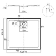 Stonelite Metro Shower Base 1500 x 900 Rear Outlet — image 2