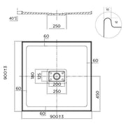 Stonelite Metro Shower Base 900 x 900 Centre Outlet — image 2