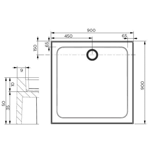 Louve Shower Base 900 x 900 Rear Outlet — image 2