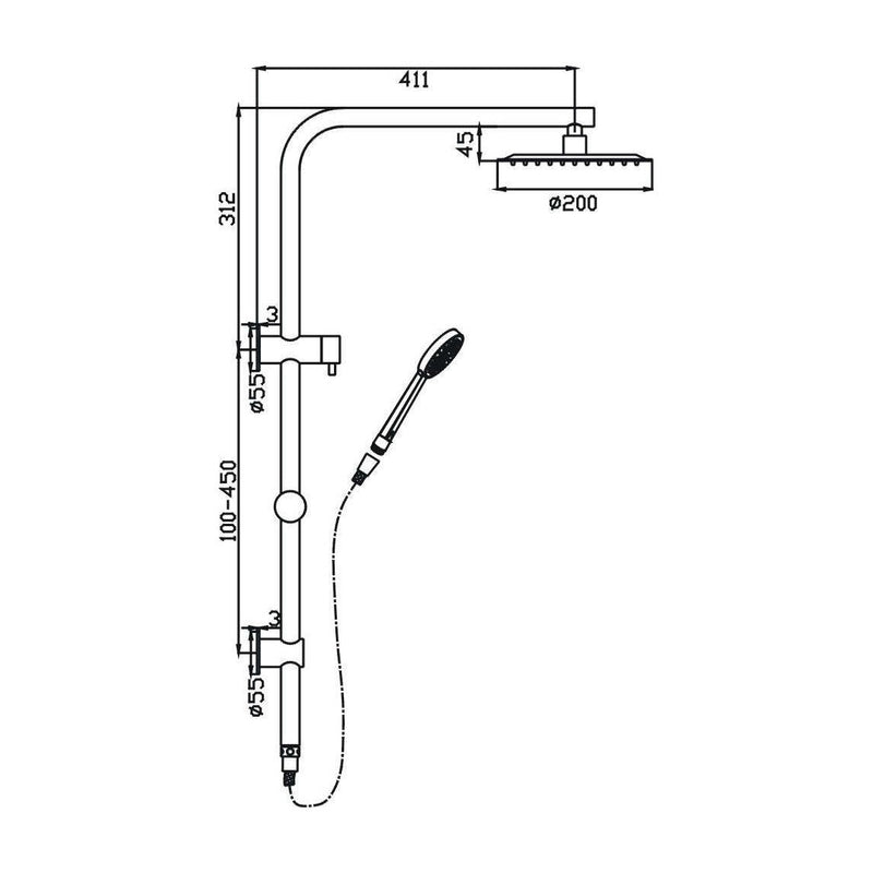 Cuter Shower System With Rail Black — image 2