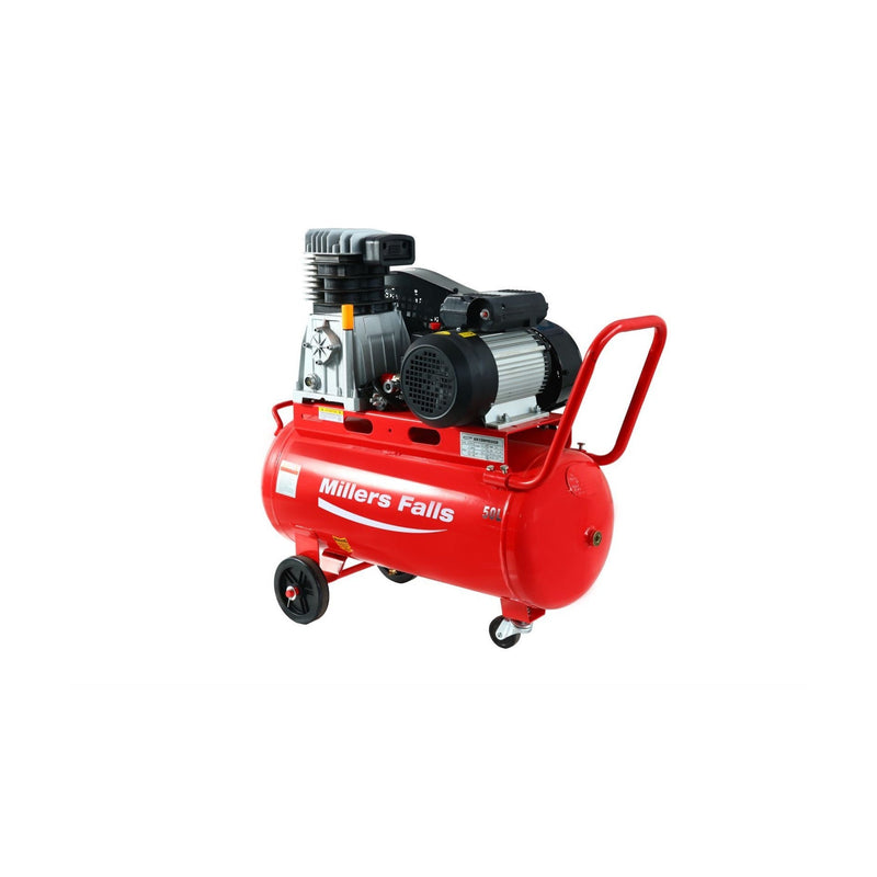Millers Falls 3HP 50L 2 Cylinder Alloy Pump Belt Drive Electric Air Compressor  — image 3