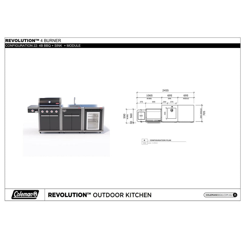 Coleman Revolution 4 Burner Kitchen with Sink and Fridge Module - Black Gloss — image 7