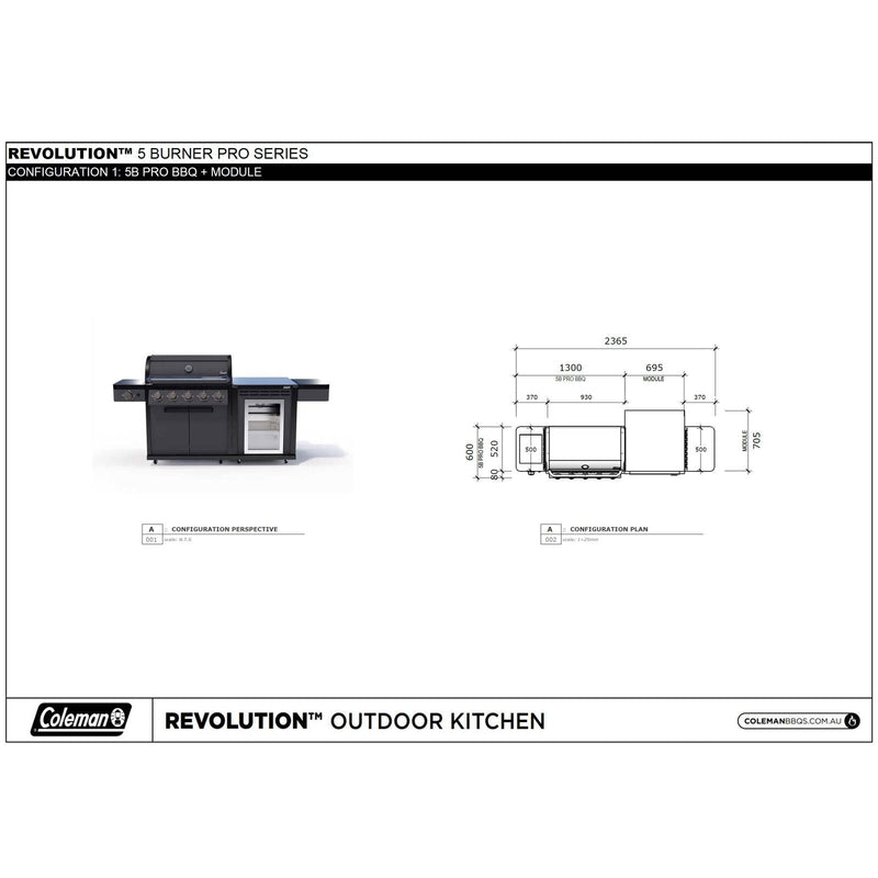 Coleman Pro Series 5 Burner Kitchen with Fridge Module - Matt Black — image 8
