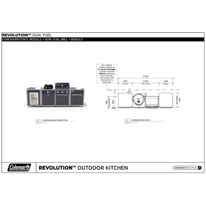 Coleman Revolution Dual Fuel Kitchen with Storage (No Drawer) and Fridge Modules - Matt Black — image 8