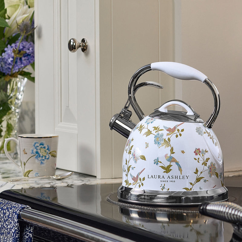 Laura Ashley Elveden Stove Top Kettle and 2 Slice Toaster Combo White & Silver — image 8
