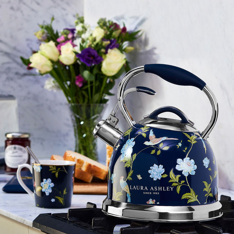 Laura Ashley Elveden Stove Top Kettle and 2 Slice Toaster Combo Blue & Silver — image 9