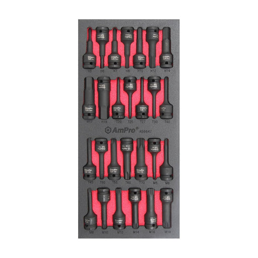 Ampro 1/2" Drive Impact Bit Socket Set 27 Piece AS6647 — image 1