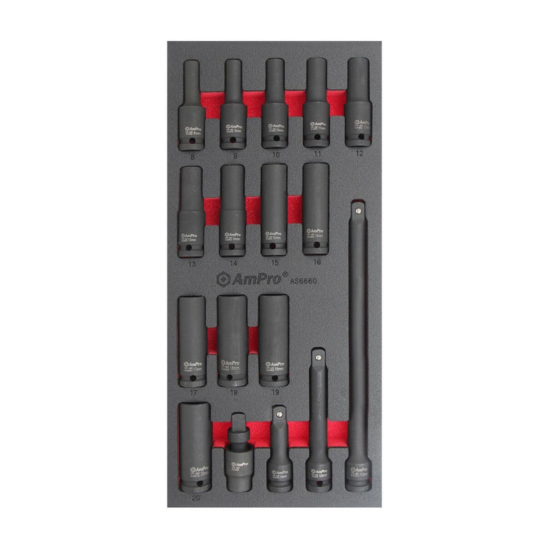 Ampro 1/2" Drive Metric Impact Socket Set 17 Piece AS6660 — image 1