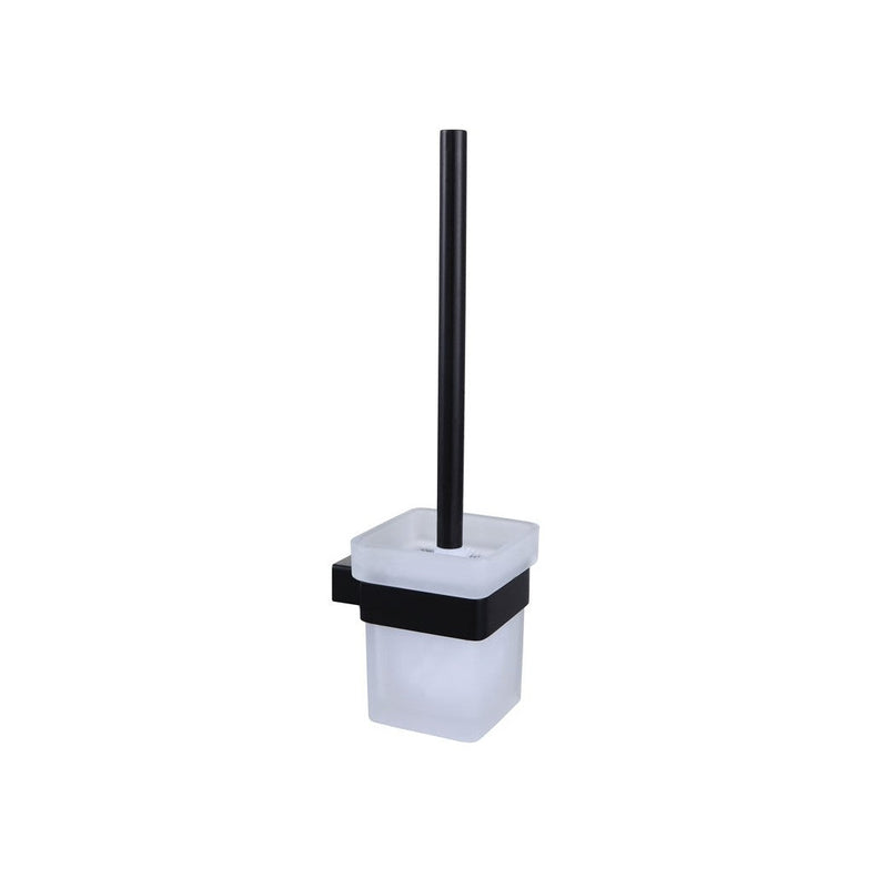 Black Toilet Brush W/ Glass Holder — image 1