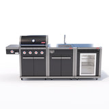 Coleman Revolution 4 Burner Kitchen with Sink and Fridge Module - Black Gloss