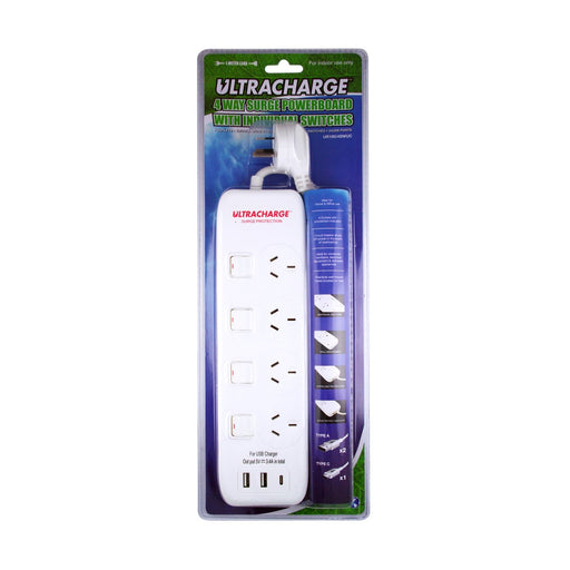Ultracharge Power Board 4 Switch Surge w/ 3 x USB 3.4A — image 1
