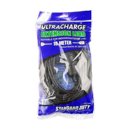 Ultracharge Extension Lead 10M With Piggy Back Plug - Black — image 1