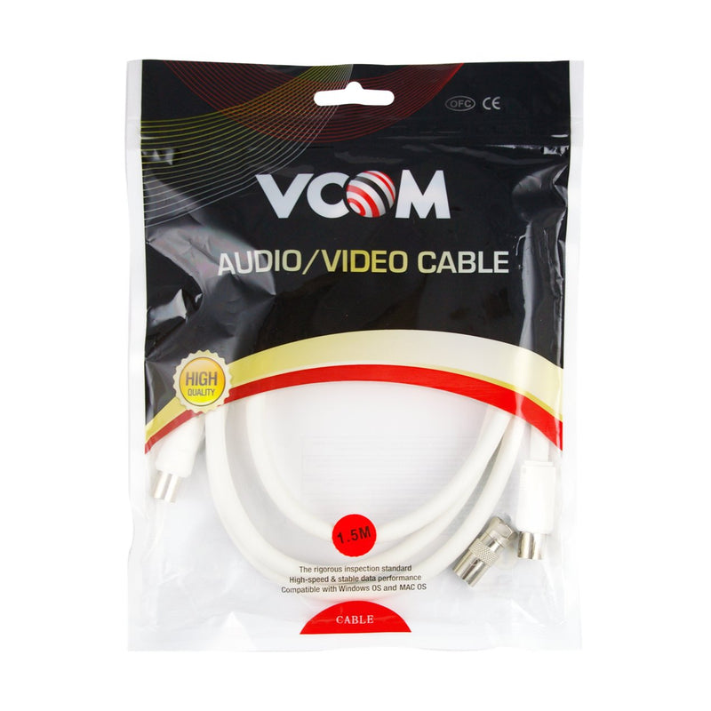 Vcom Tv Rf Lead 1.5M + F Type Female Converter — image 1