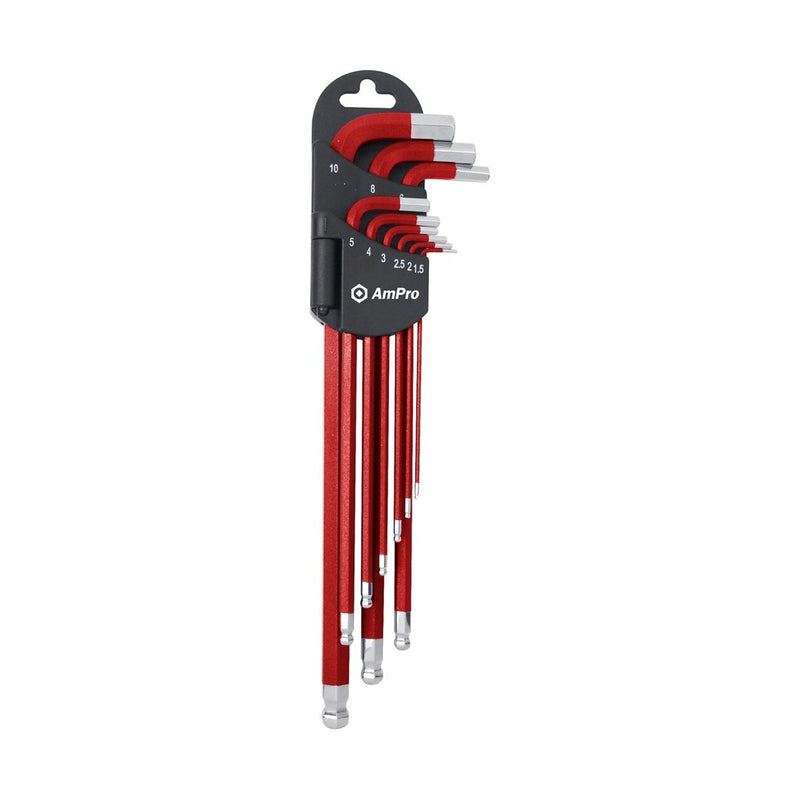Ampro Metric Magnetic Extra Long Hex Wrench Set 9 Piece T23000 — image 1