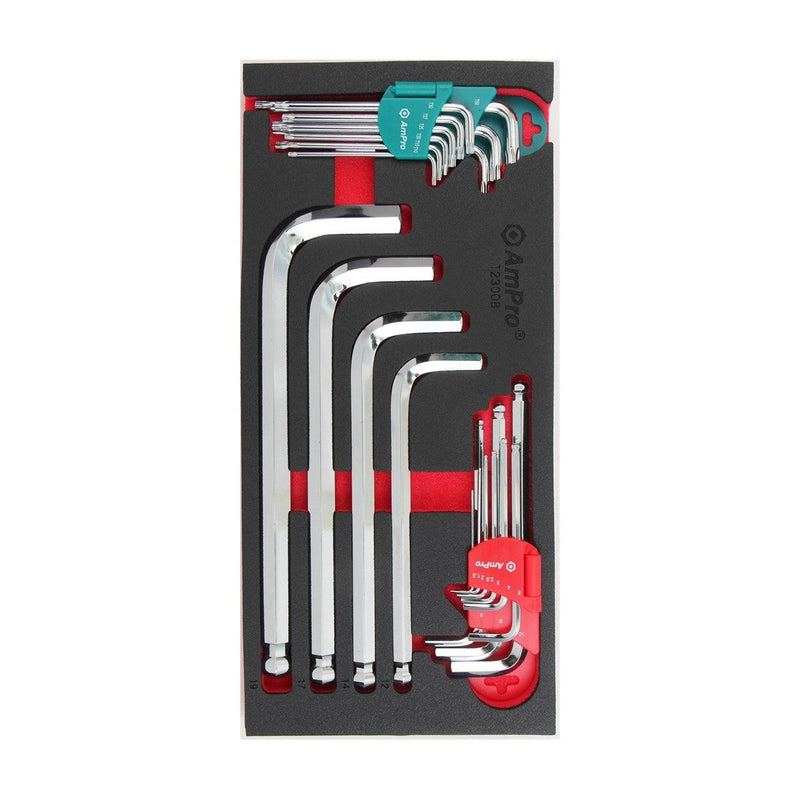 Ampro Jumbo Magnetic Metric Hex & Star Wrench Set 22 Piece T23008 — image 1