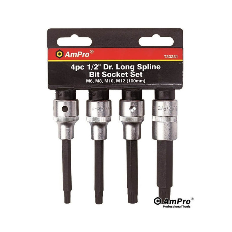 Ampro 1/2" Drive Long Spline Bit Socket Set T33231 — image 1
