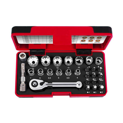 Ampro 1/4" Drive Socket and Bit Set 28 Piece T33722 — image 1