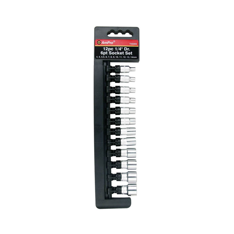 Ampro 1/4" Drive Metric Socket Set 12 Piece T45005 — image 1