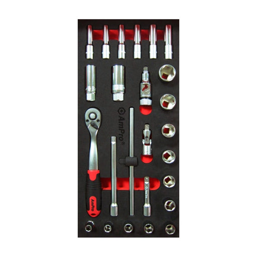 Ampro 3/8" Drive Imperial Carded Socket Set 25 Piece T45326 — image 1