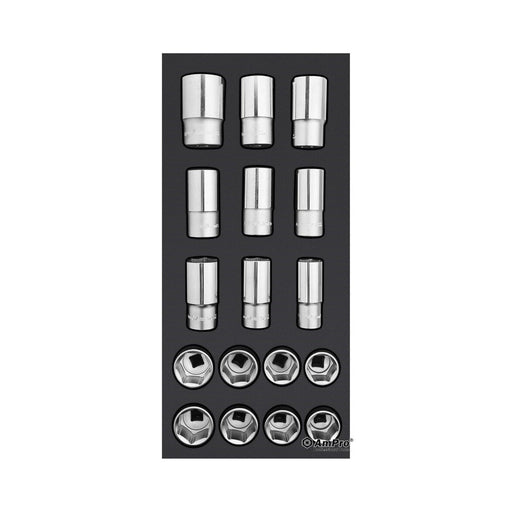 Ampro 1/2" Drive Metric & Imperial Jumbo Socket Set 17 Piece T45522 — image 1