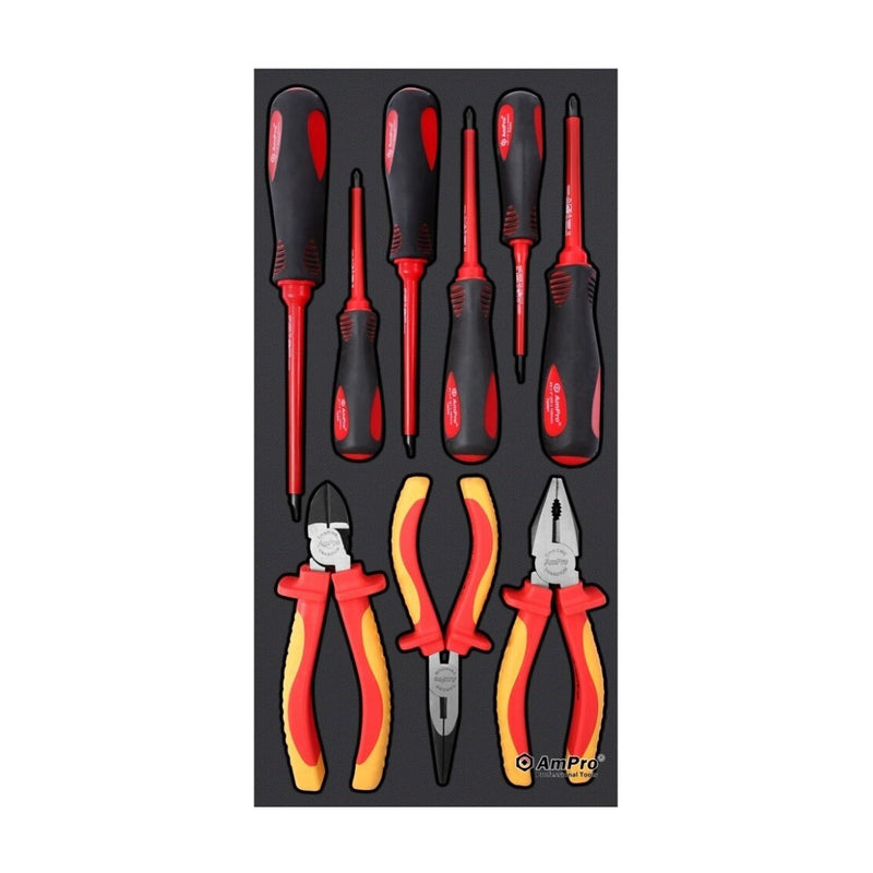 Ampro Insulated pliers & Screwdriver Set 9 Piece TS38474 — image 1
