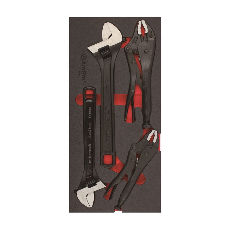 Ampro Adjustable Wrenches and Locking Pliers Set 4 Piece TS49822 — image 1