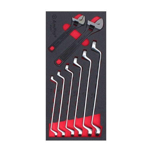 Ampro 75 Degree Box Wrench & Adjustable Wrench Set 8 Piece TS50697 — image 1
